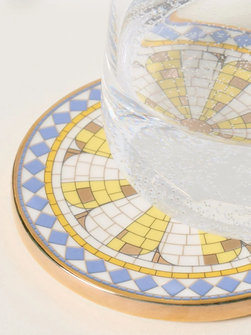 Anthropologie Bistro Tile Stoneware 24k Gold Accent Italia Coaster- Lemon 🍋 New